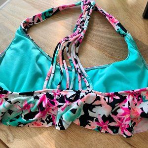 Hobie Floral Ruffle Bikini Top Size L